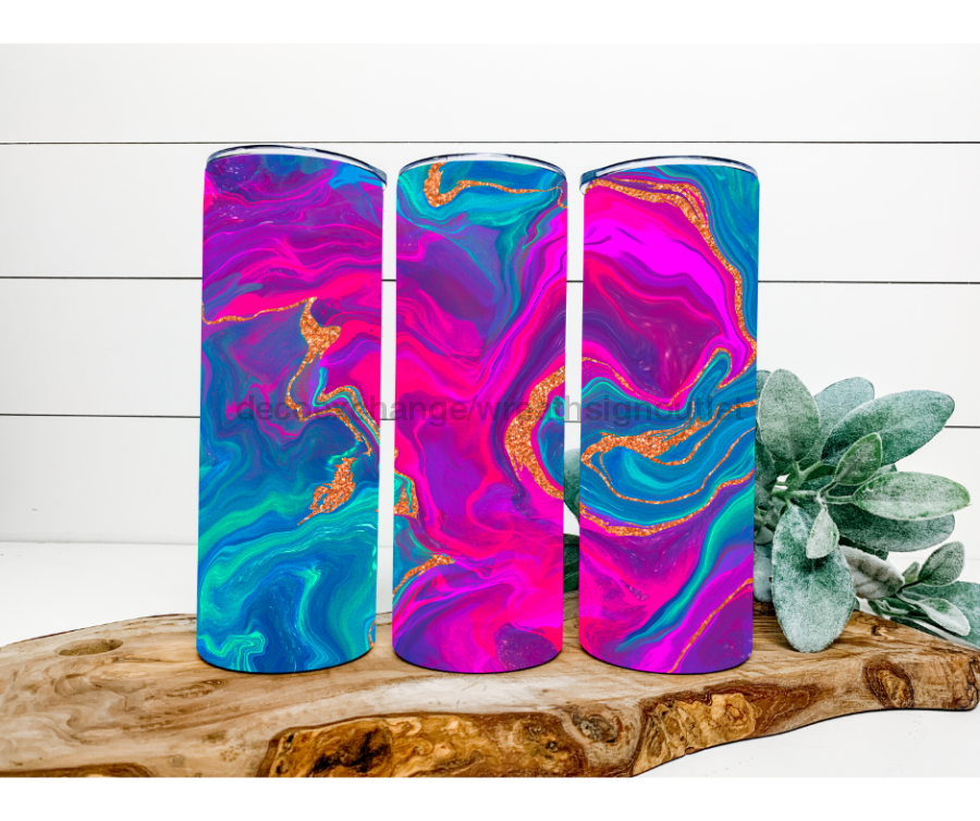 Pink And Dark Blue Swirl Tumbler 20 Oz Skinny Tumbler Decoetumbler 197