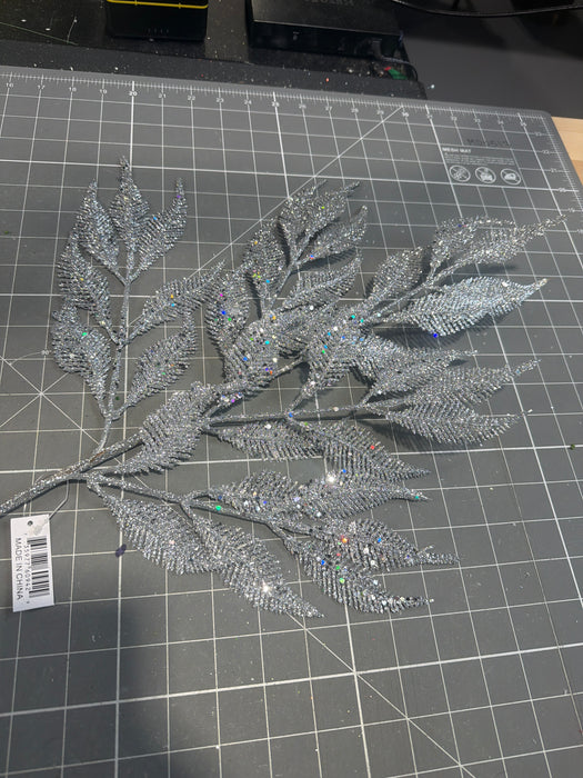 Christmas Small Fern Spray 5 Stems Silver 60942