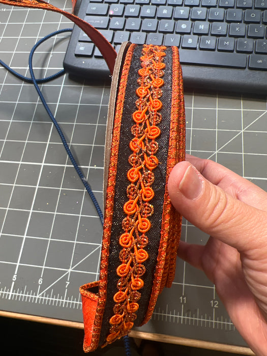 1" X 10Yds Metallic Dupion Orange Copper Center Trim, Black 05-1856 - DecoExchange®