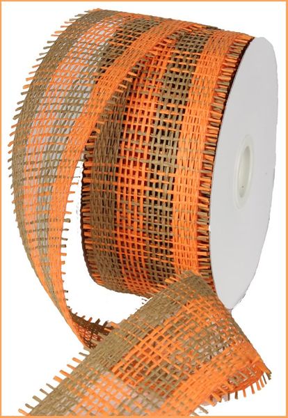 2.5"X20YD Woven Check Paper Mesh Orange/Natural RR600254