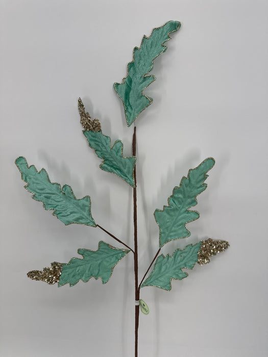 32" Glitter Velvet Acanthus Spray MTX75806-AQUA - DecoExchange®