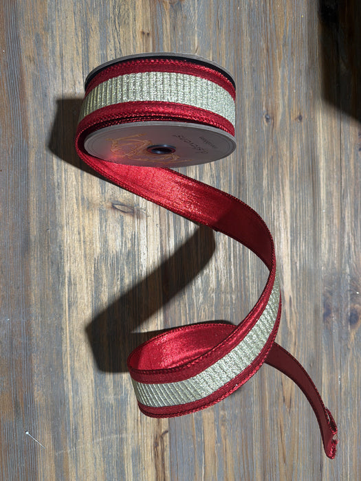 1.5“ X 10Yds Metallic Dupion Gold Pleated Lame, Red 05-1380 - DecoExchange®