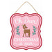 7"H x 6"L Pastel Oh Deer Embossed Sign Lt Pink/Red/Tan/Blue Grn MD0991