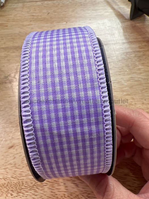 1.5’’ X 10Yds Poplin Gingham Lavender Purple Ds-09-4382 Ribbon