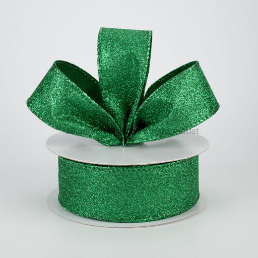 1.5"X10Y Ribbon EMERLD ALL FLAT GLITTER X820609-17 - DecoExchange