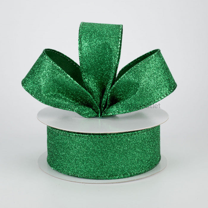 1.5"X10Y Ribbon EMERLD ALL FLAT GLITTER X820609-17 - DecoExchange