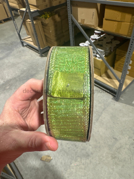 1.5’’X 10Yds Pleated Lame New Lime 05-1163 Ribbon