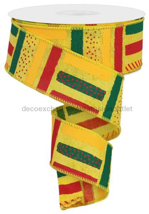 1.5X100Ft Brush Stroke Stripes Sun Yellow/Yellow/Green/Red Rgc331429 Ribbon