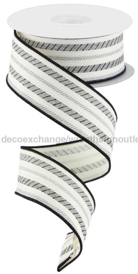 1.5’X100Ft Slash Stripe/Diagonal Weave Black/Grey/White/Ivory Rgc3949