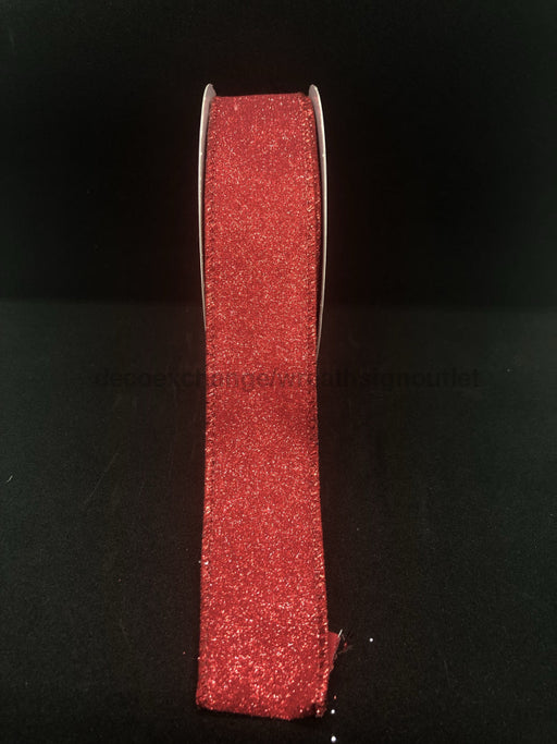 1.5"X10Y Ribbon RED ALL FLAT GLITTER X820609-12 - DecoExchange