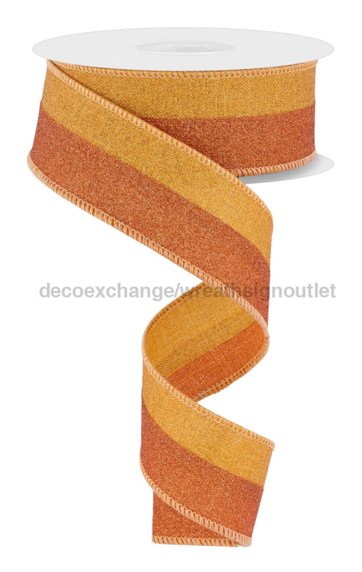 1.5’’X10Yd 2-In-1 Fine Glitter/Royal Mustard/Pumpkin Rgc8117W9 Ribbon