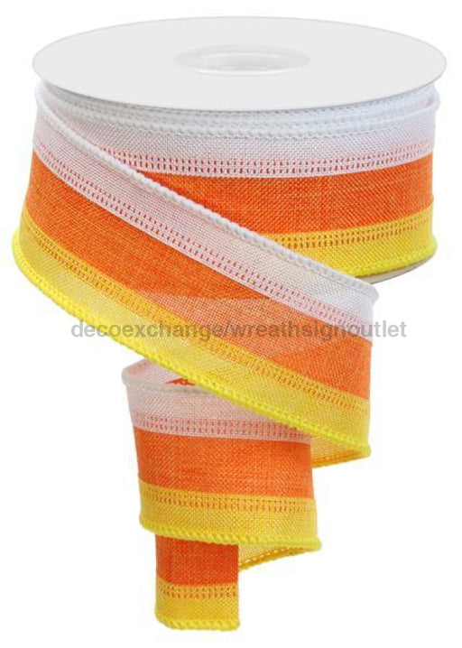 1.5"X10Yd 3 Color 3-In-1 Royal Burlap White/Orange/Yellow RG01601R6 - DecoExchange