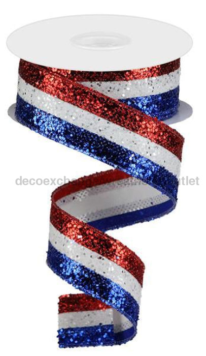 1.5"X10Yd 3-In-1 Large Glitter Red/White/Blue RG08013A1 - DecoExchange