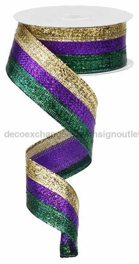 1.5"X10Yd 3 In 1 Metallic Ribbon Mardi Gras RG01402YN - DecoExchange