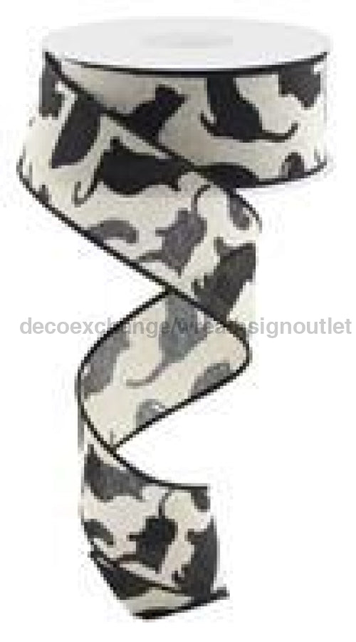 1.5"X10YD ASSORTED CATS ON ROYAL Natural/Black Ribbon RG01647NF - DecoExchange