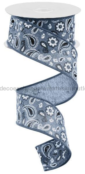1.5X10Yd Bandana Denim/Black/White Rgc1900C6 Ribbon