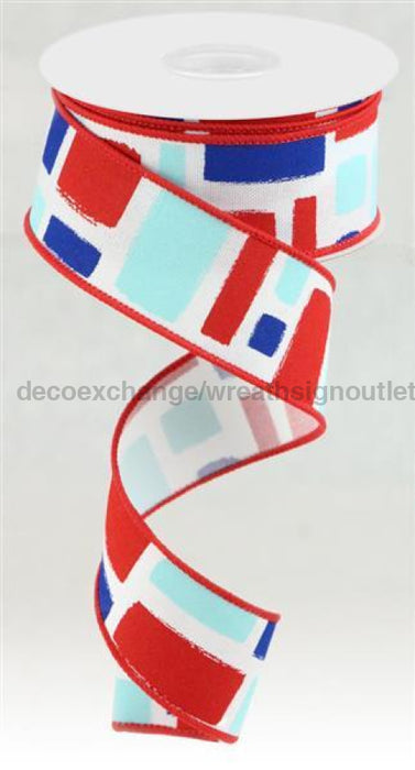 1.5X10Yd Bold Brush Strokes/Faux Royal Wht/Red/Lt Blue/Blue Rgc12817J Ribbon