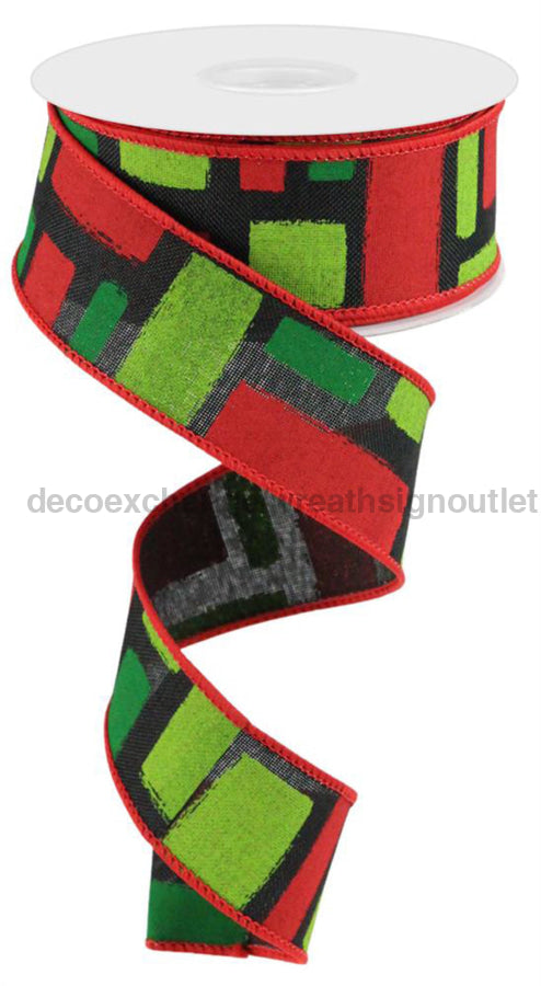 1.5’X10Yd Bold Brush Strokes/Royal Blk/Red/Lime/Emerald Rgc128102 Ribbon