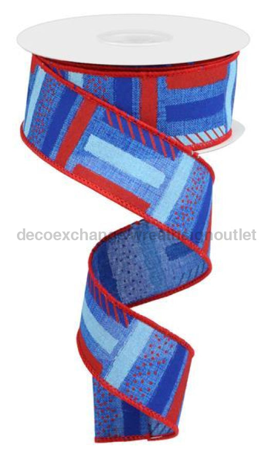 1.5X10Yd Brush Stroke Stripes/Royal Royal/Red/Lt Blue/Blue Rgc131425 Ribbon