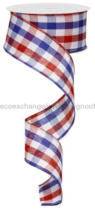 1.5"X10Yd Check Red/White/Blue RG01054 - DecoExchange