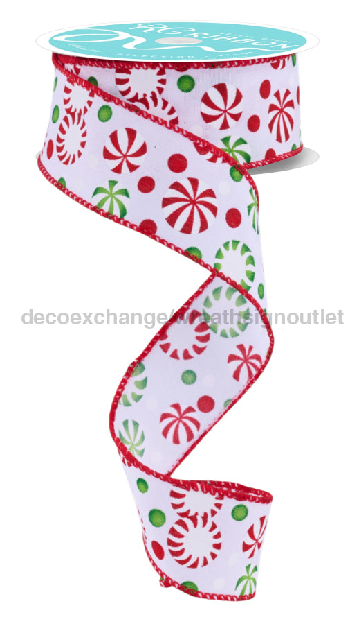 1.5’’X10Yd Christmas Candy White/Red/Green Rgf14268R Ribbon