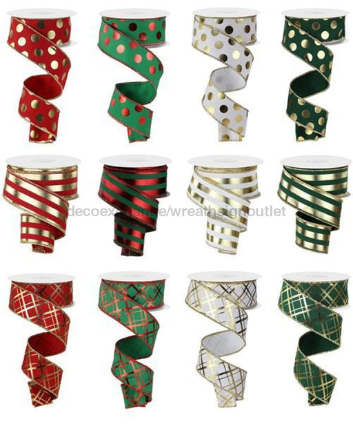 1.5"X10Yd Christmas Metallic Asst 12 Assorted RW8116 - DecoExchange®