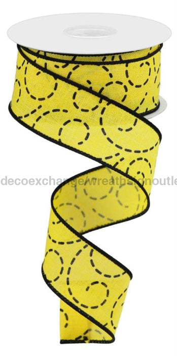 1.5’’X10Yd Dashed Swirls Yellow/Black Rgc127429 Ribbon