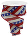 1.5’’X10Yd Diagonal Stripes W/Stars Lt Natural/Royal Blue/Red RGE105618 Ribbon