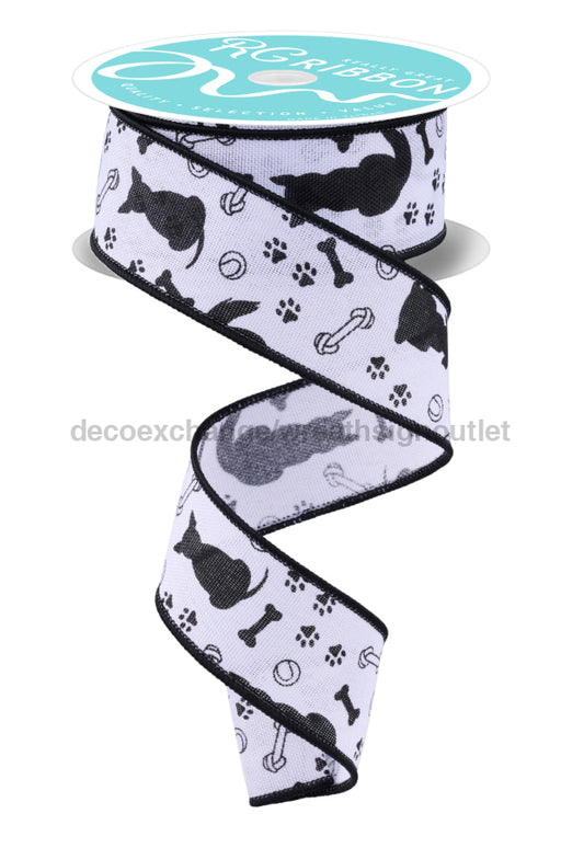 1.5’’X10Yd Dog Silhouettes White/Black RGF152827 Ribbon