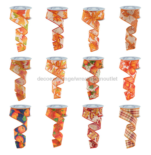 1.5’X10Yd Fall Assortment 12 Assorted Ha5015 Ribbon