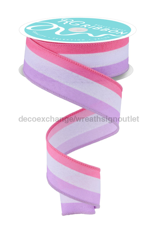 1.5’’X10Yd Faux 3-In-1 Vertical Stripe Lt Lavender/White/Lt Pink RGE1608G6 Ribbon