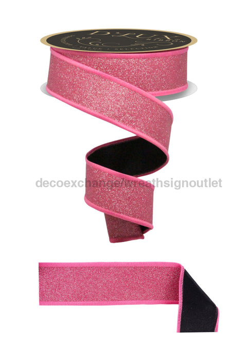 1.5’’X10Yd Fine Glitter/Fused Fuchsia/Black LX309783 Ribbon