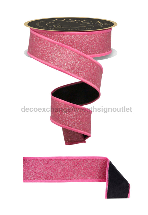 1.5’’X10Yd Fine Glitter/Fused Fuchsia/Black LX309783 Ribbon