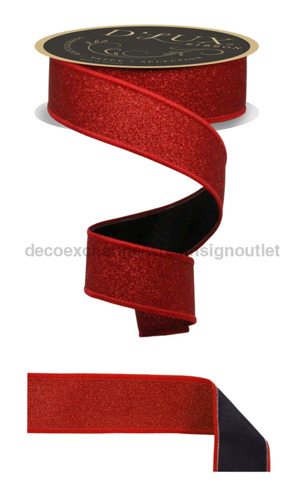 1.5"X10Yd Fine Glitter/Fused Red/Black LX3097MA - DecoExchange