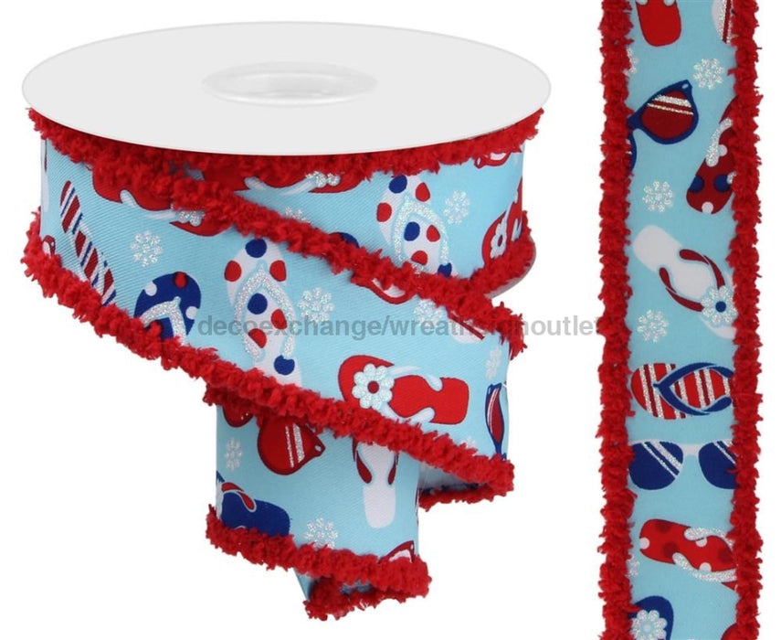 1.5’’X10Yd Flip Flops & Sunglasses/Drift White/Tt Red/Tt Blue RGA8631A1 Ribbon