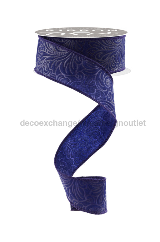 1.5’’X10Yd Floral/Leaves Navy Blue NR100119 Ribbon