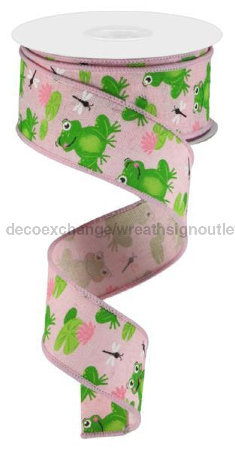 1.5"X10Yd Frogs On Royal Pale Pink/Green/Pink/Wht RGC120815 - DecoExchange