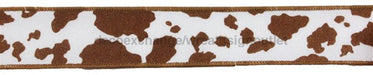 1.5"X10Yd Fuzzy Cow Print White/Brown RGB137604 - DecoExchange