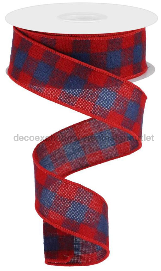 1.5’’X10Yd Fuzzy Flannel Buffalo Plaid Red/Royal Blue RG01027NW Ribbon