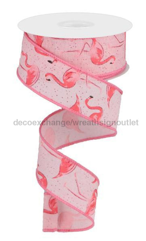 1.5"X10Yd Glitter Flamingos/Royal Multi Pink RGC114315 - DecoExchange