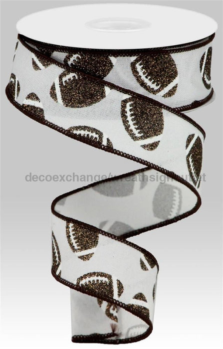 1.5’’X10Yd Glitter Football On Royal White/Chocolate RGA117327 Ribbon