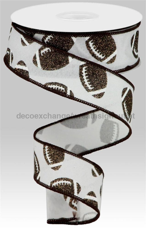 1.5’’X10Yd Glitter Football On Royal White/Chocolate RGA117327 Ribbon