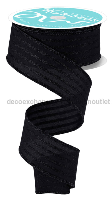 1.5’’X10Yd Glitter Vertical Stripe Black RGF197002 Ribbon