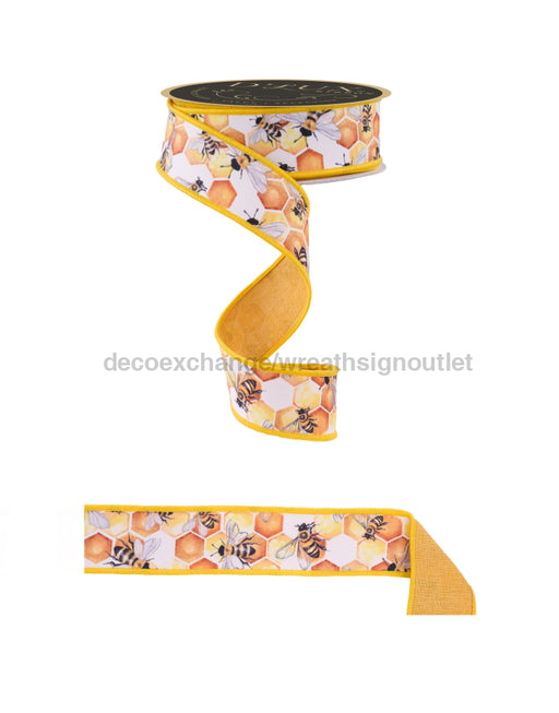 1.5’’X10Yd Honeycomb Bees/Fused Multi Yellow Lx1024 Ribbon