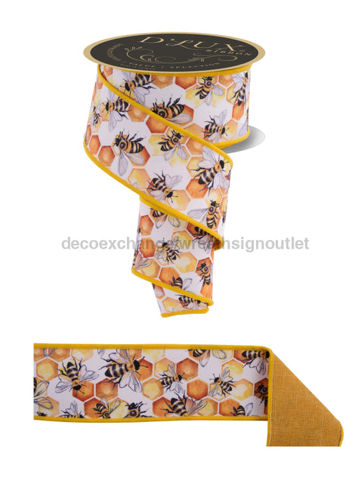 1.5’’X10Yd Honeycomb Bees/Fused Multi Yellow LX1064 Ribbon