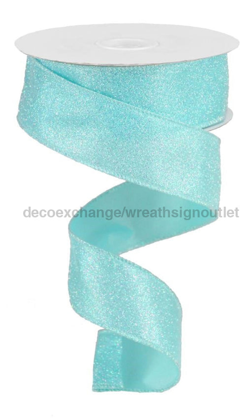 1.5’’X10Yd Iridescent Glitter On Satin Robin Egg Blue/Iridescent Rga18163F Ribbon