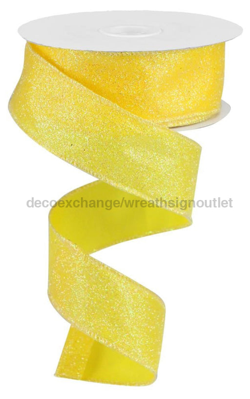 1.5’’X10Yd Iridescent Glitter On Satin Yellow/Iridescent Rga181629 Ribbon