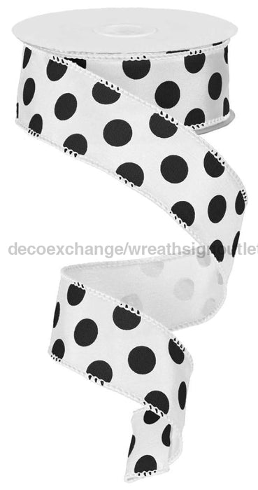 1.5’’X10Yd Large Polka Dot White/Black Rg158627 Ribbon