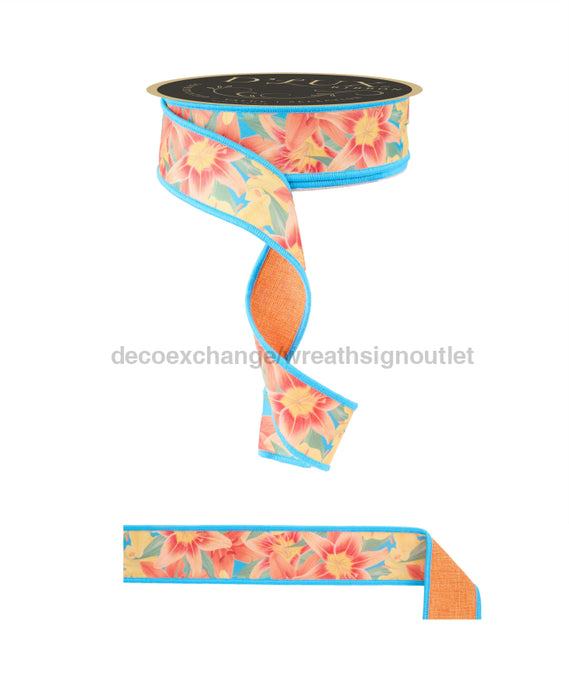 1.5’’X10Yd Lilies/Fused Multi Orange/Yellow/Green LX104220 Ribbon