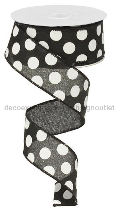 1.5"X10Yd Medium Multi Dots Black/White RX9145X6 - DecoExchange